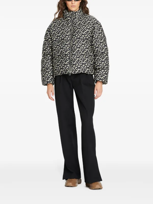 Tory Burch monogram-pattern Down Jacket | Black | FARFETCH
