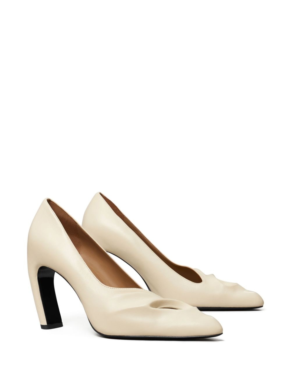 Tory Burch 90 mm bewerkte pumps met open neus - Beige