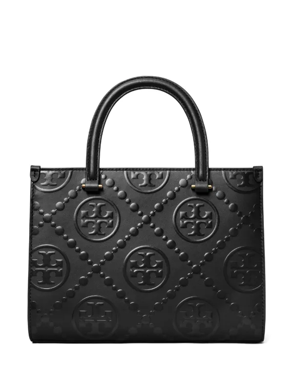 Tory Burch 黒 25から26センチの方 百貨店ノードストロームで購入 TORY BURCH - T Monogram Embossed Square Tote bag | Leam Roma