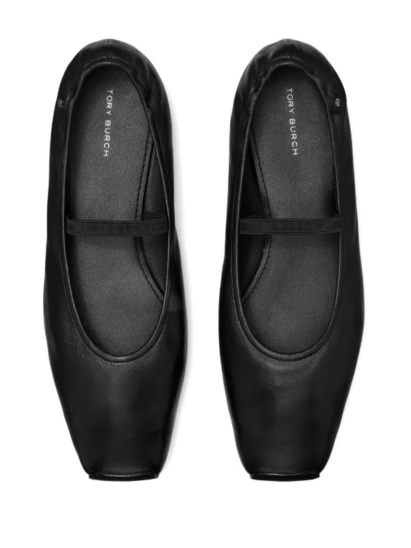 フラットシューズ TORY BURCH BLACK LEATHER FLATS Tory Burch Runway Ballerina Shoes | Black | FARFETCH JO