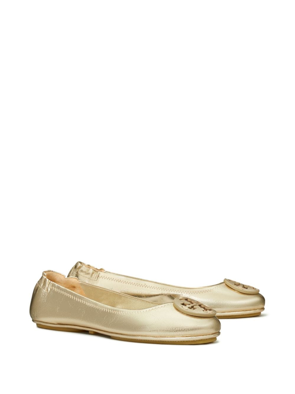 Shop Tory Burch Minnie Travel Ballerina Shoes In Gold