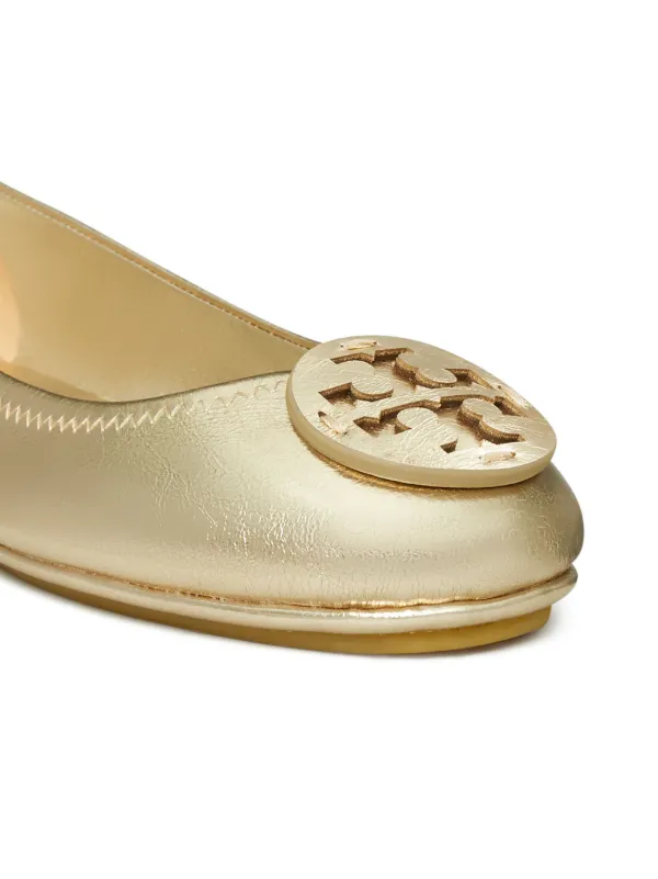Tory Burch Minnie Travel Ballerina Shoes | Gold | FARFETCH