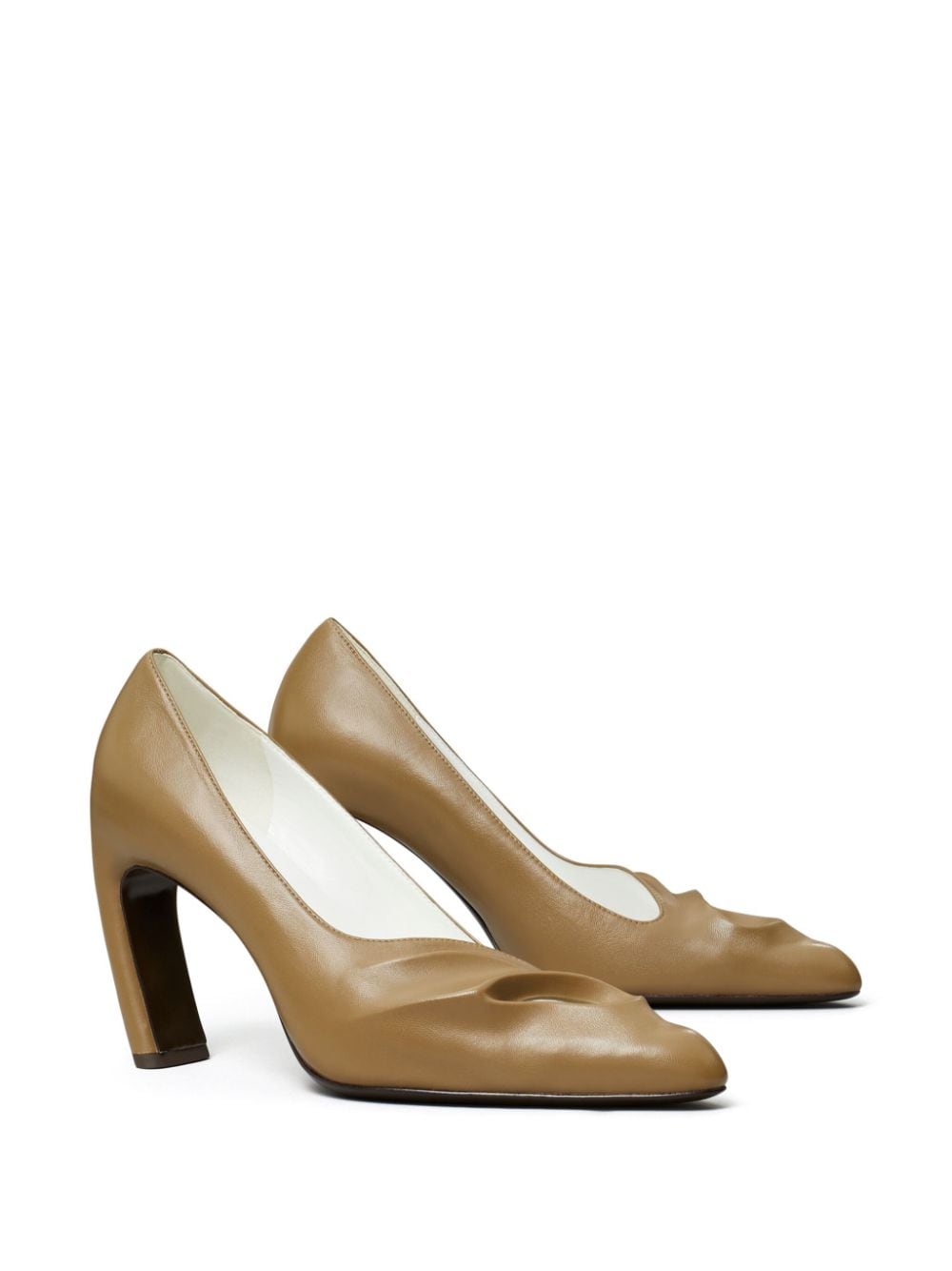 Shop Tory Burch 90mm Sculpted Peep-toe Pumps In Brown