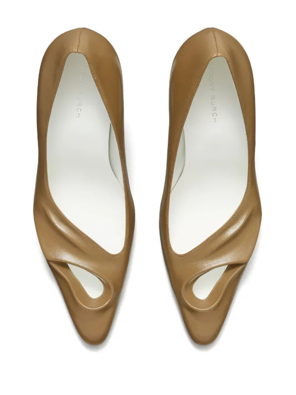Tory Burch 90mm Sculpted peep-toe Pumps | Brown | FARFETCH