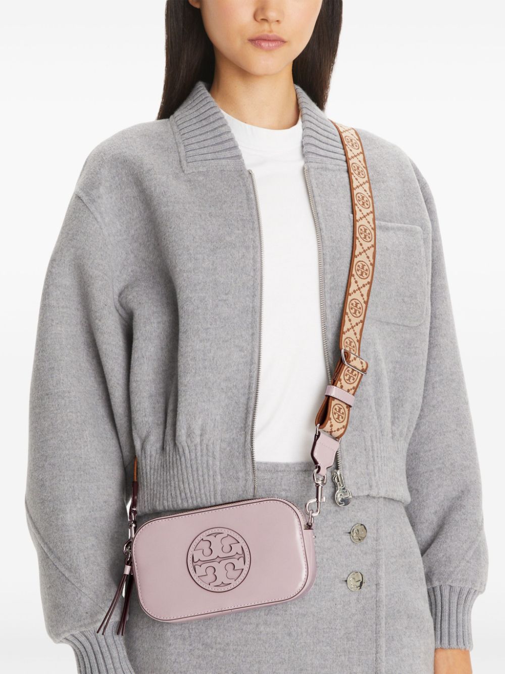 Tory Burch Miller Spazzolato kleine crossbodytas - Roze