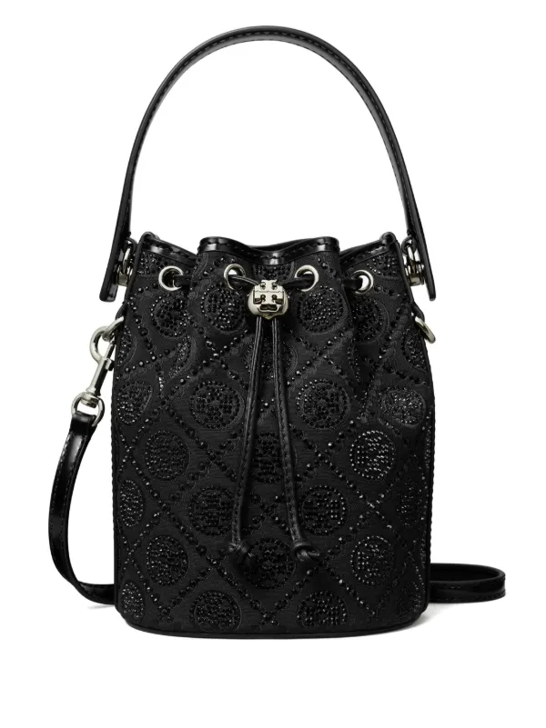 Tory Burch Mini T Monogram Bucket Bag Black FARFETCH IE