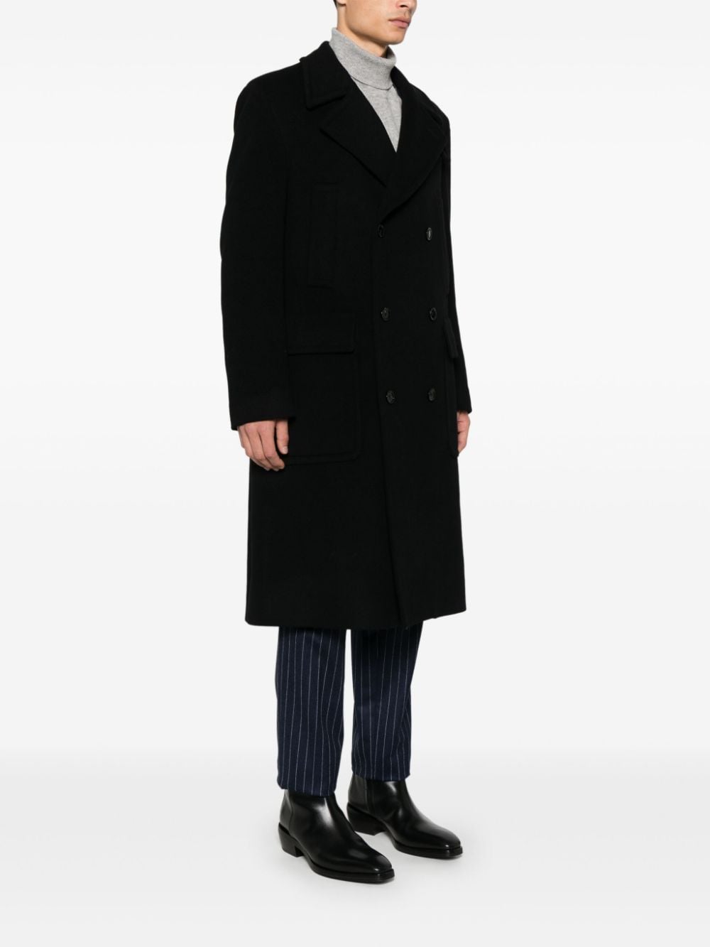 Shop Lardini Virgin Wool Coat In Black