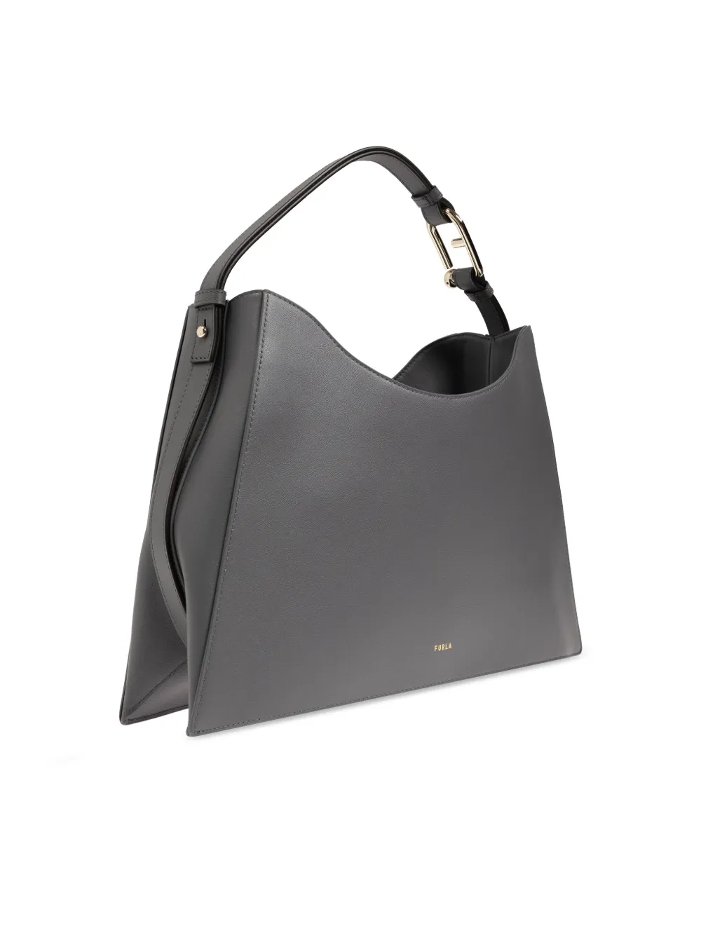 Furla Arch-motif Leather Tote Bag In Grey