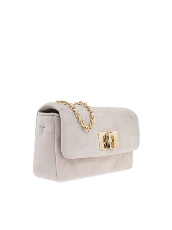 Furla crossbody store bag grey with gold tone hardware