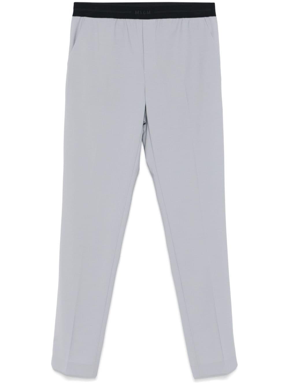 Msgm Logo-waistband Trousers In Grau