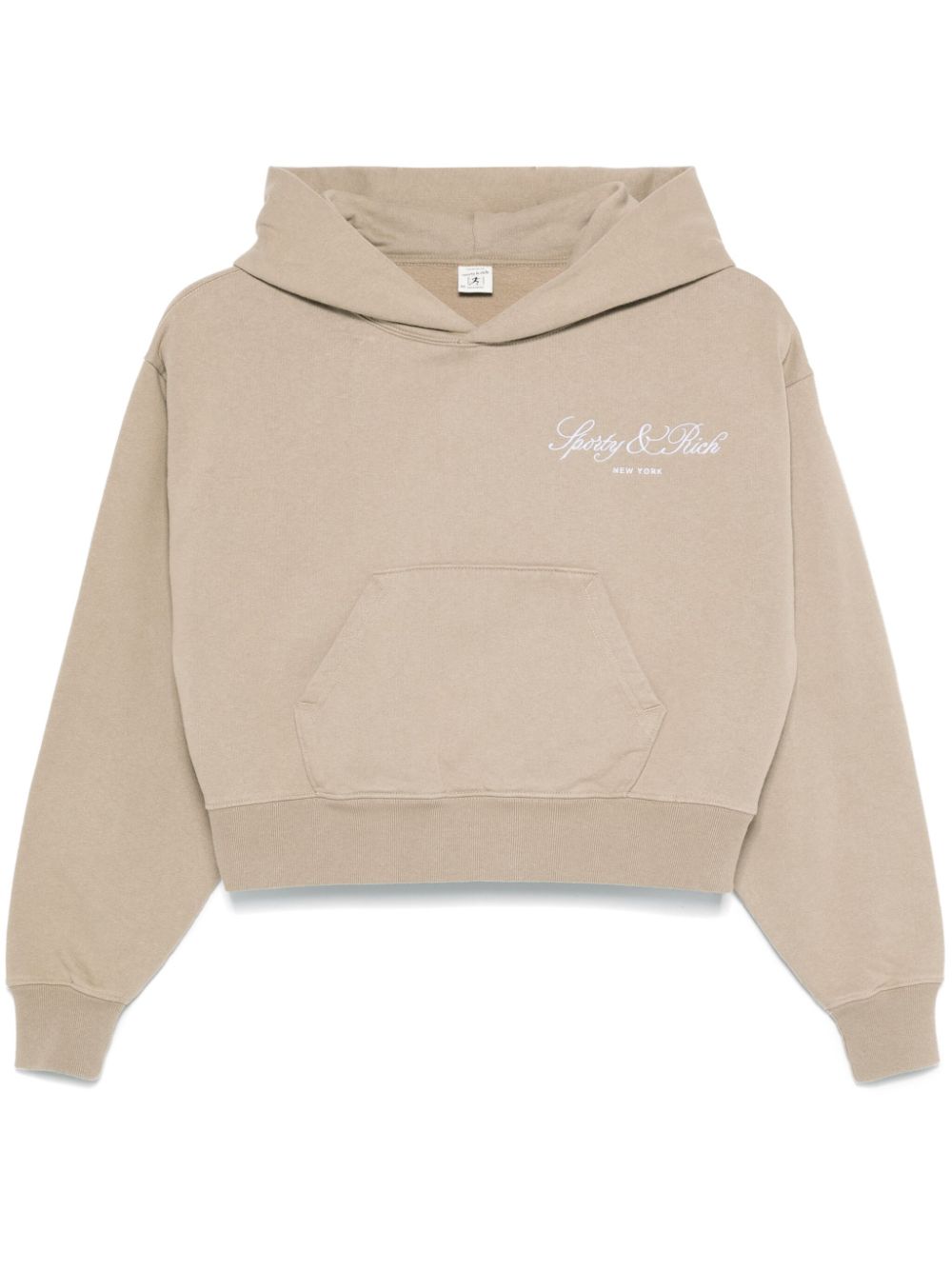 Sporty & Rich Cropped hoodie met Vendome-script Beige