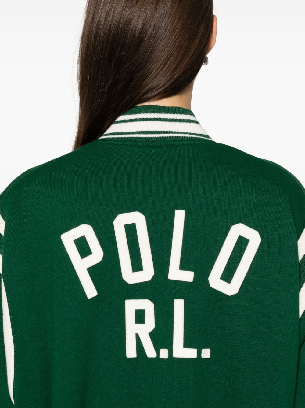 Shop Polo Ralph Lauren Panelled Bomber Jacket In Green