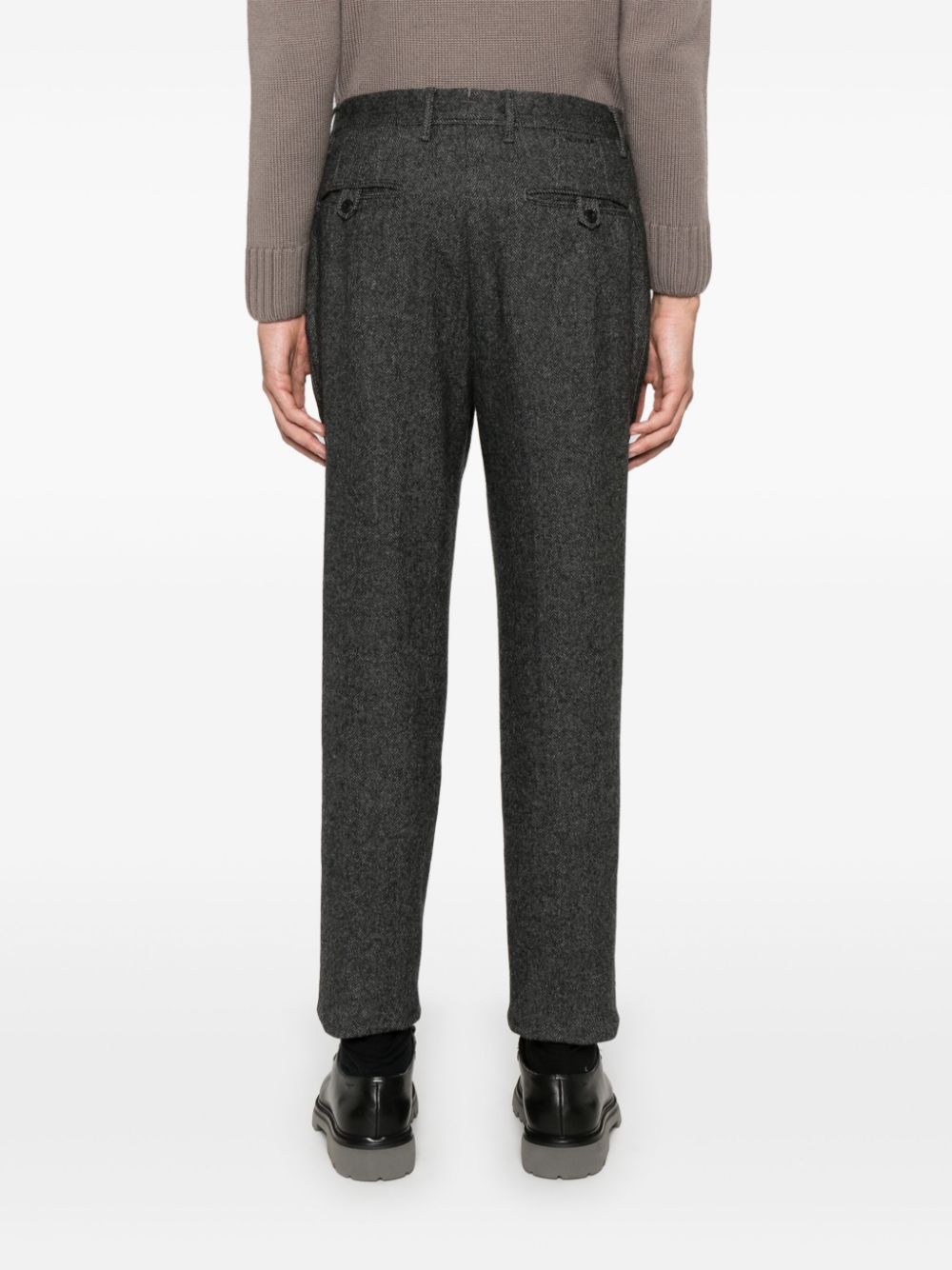 Shop Incotex Herringbone Trousers In Grey