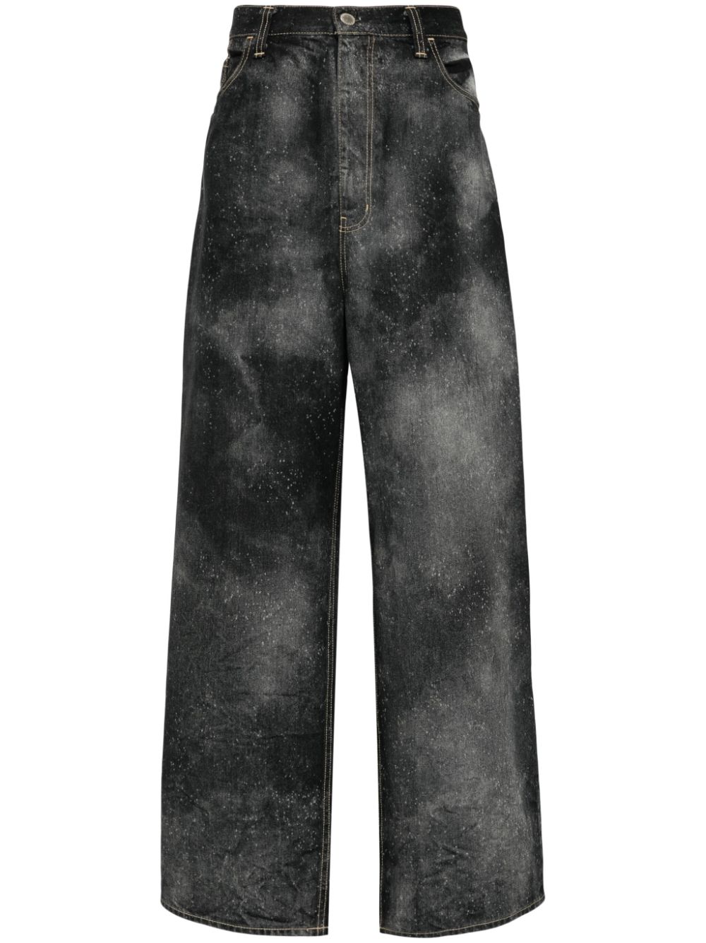 Facetasm galaxy-print wide-leg jeans - Black