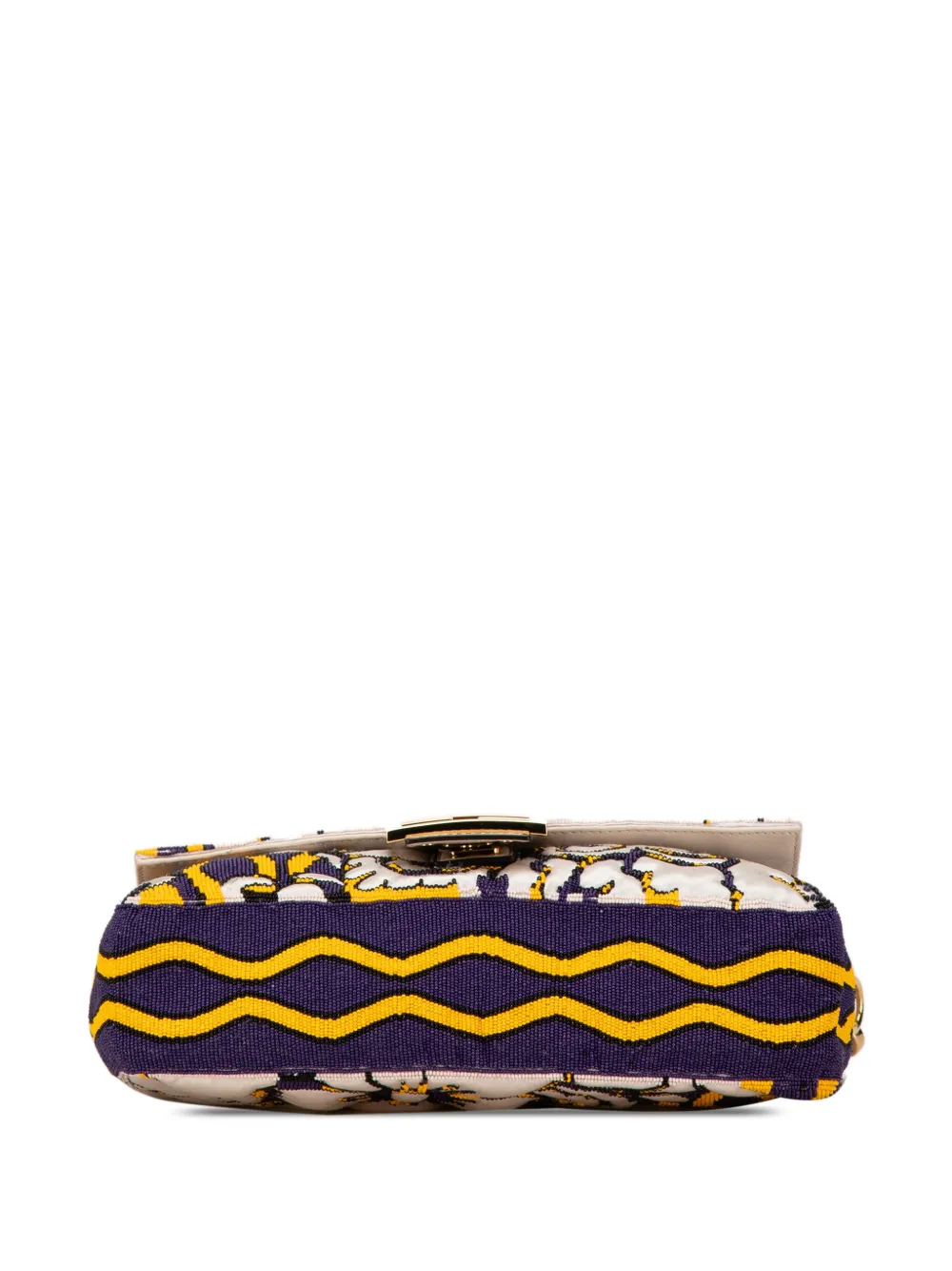 Pre-owned Fendi 2010-2023 Beaded Satin Baguette Satchel In Purple