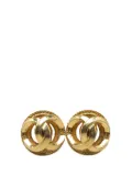 CHANEL Pre-Owned 1970-1980 Gold Plated CC Clip On costume earrings