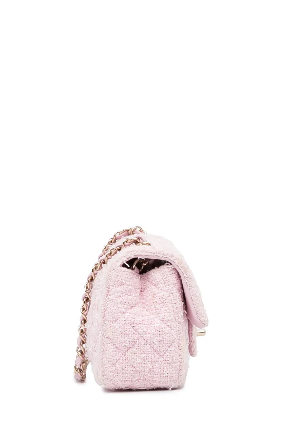 CHANEL Pre-Owned 2021 Mini Classic Tweed Flap rechthoekige crossbodytas - Roze