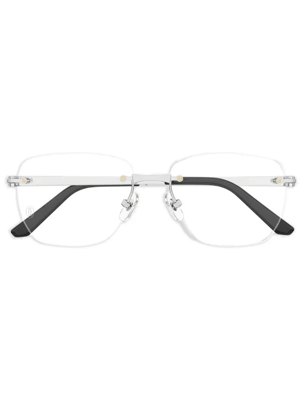 Cartier Eyewear geometric frame Glasses Silver FARFETCH UK