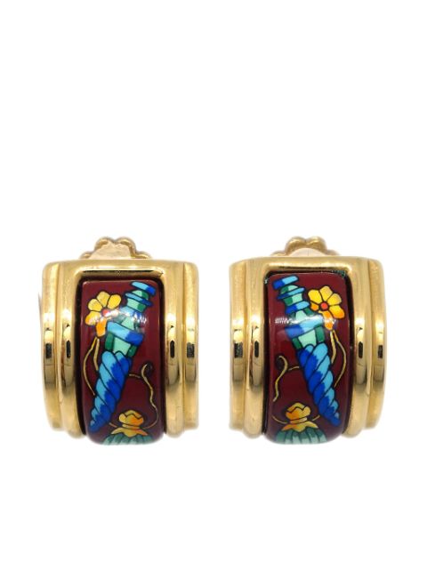 Hermes 1990-2000s Cloisonne Ware clip-on earrings Women