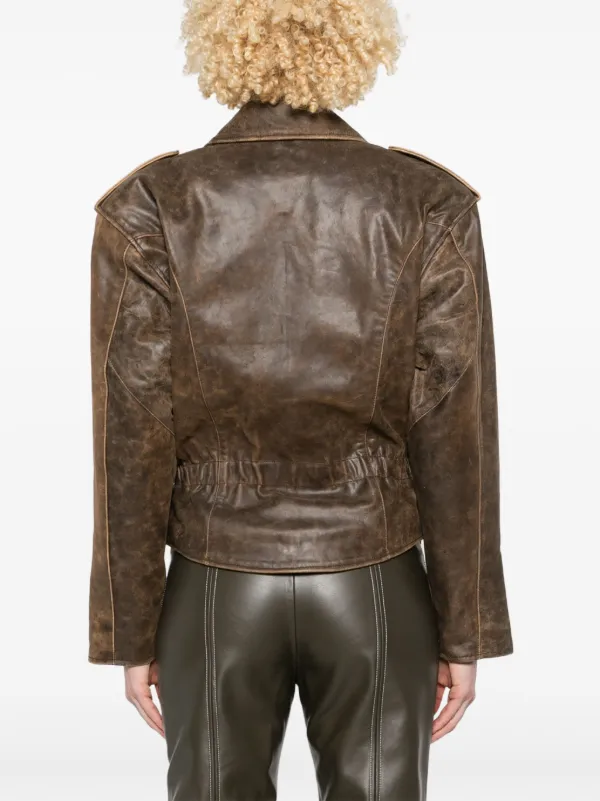 【R13】オーバーサイズのラギッドブレザー R13 oversize-shoulder Biker Jacket | Brown | FARFETCH