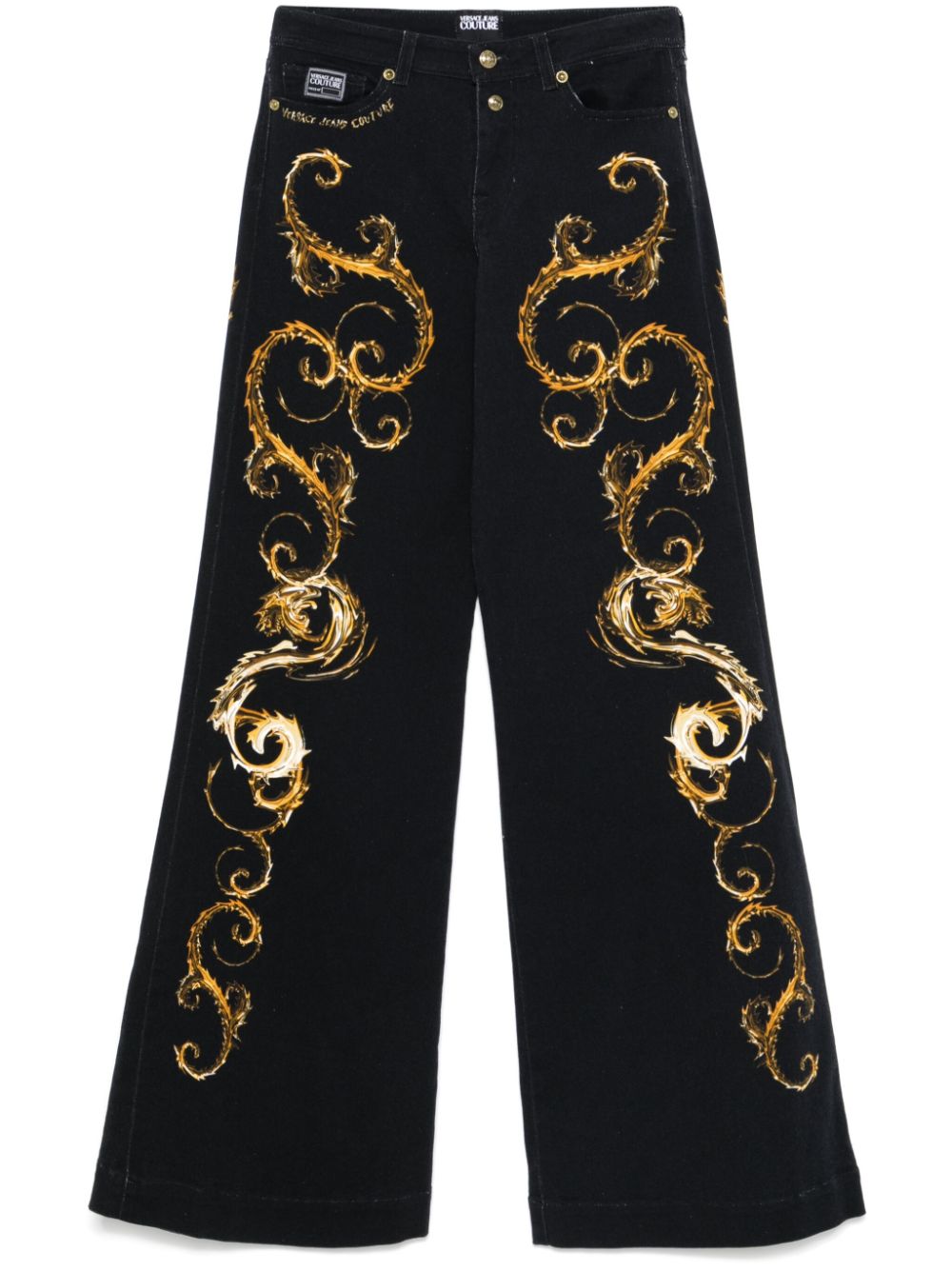 VERSACE JEANS COUTURE CHROMO COUTURE-PRINT FLARED JEANS 