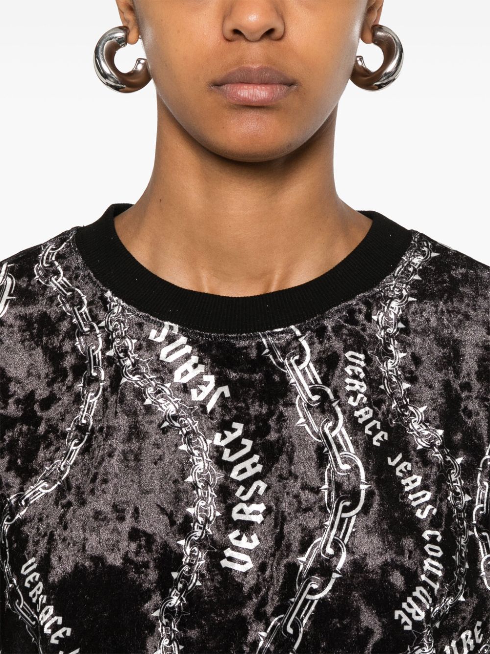 Shop Versace Jeans Couture Chain Couture Sweatshirt In Black