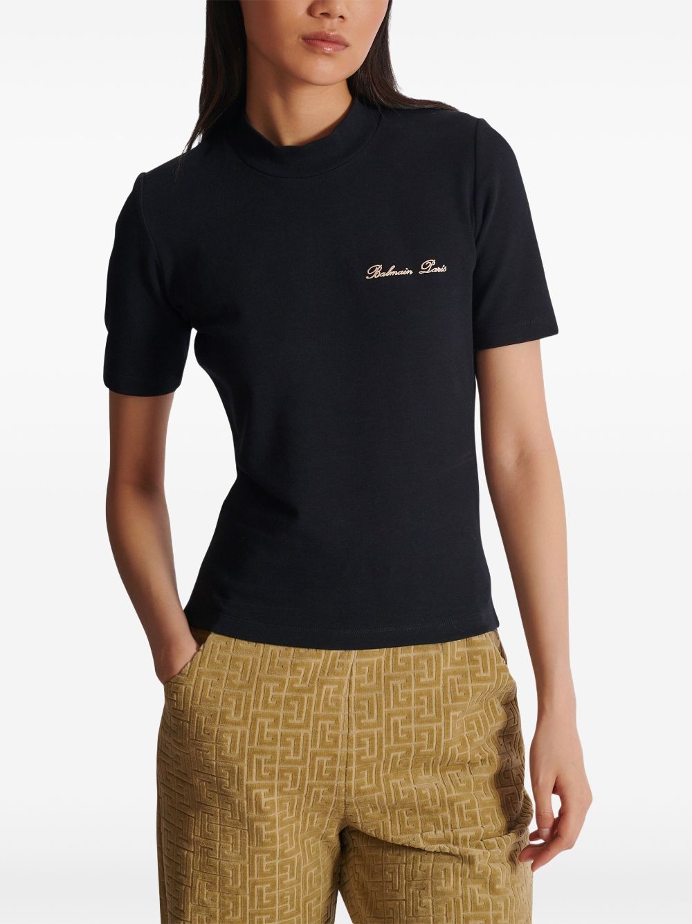 Cheap Balmain logo-embroidered T-shirt Women