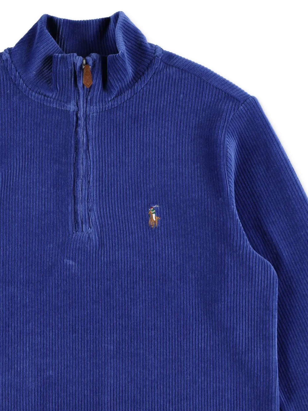 POLO RALPH LAUREN KIDS Ribfluwelen sweater met halve rits Blauw