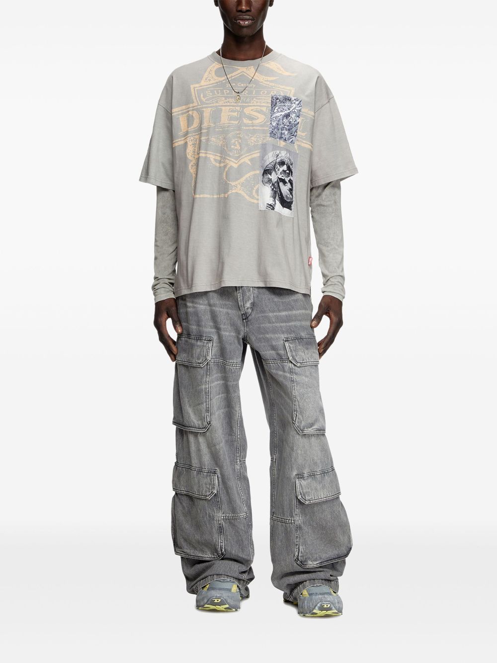 Diesel t-boxt-slits-r8 t-shirt - Grijs