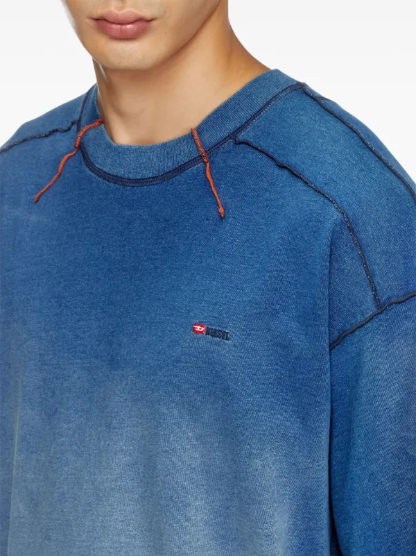【DIESEL】t-crao-boxt Men's Faded T-shirt with micro logo | Blue | Diesel