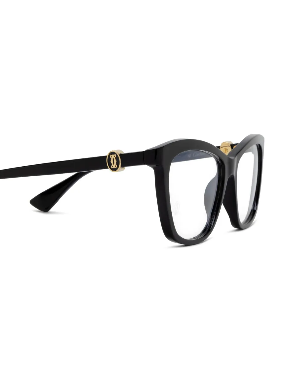 Cartier Logo-plaque Glasses In Schwarz