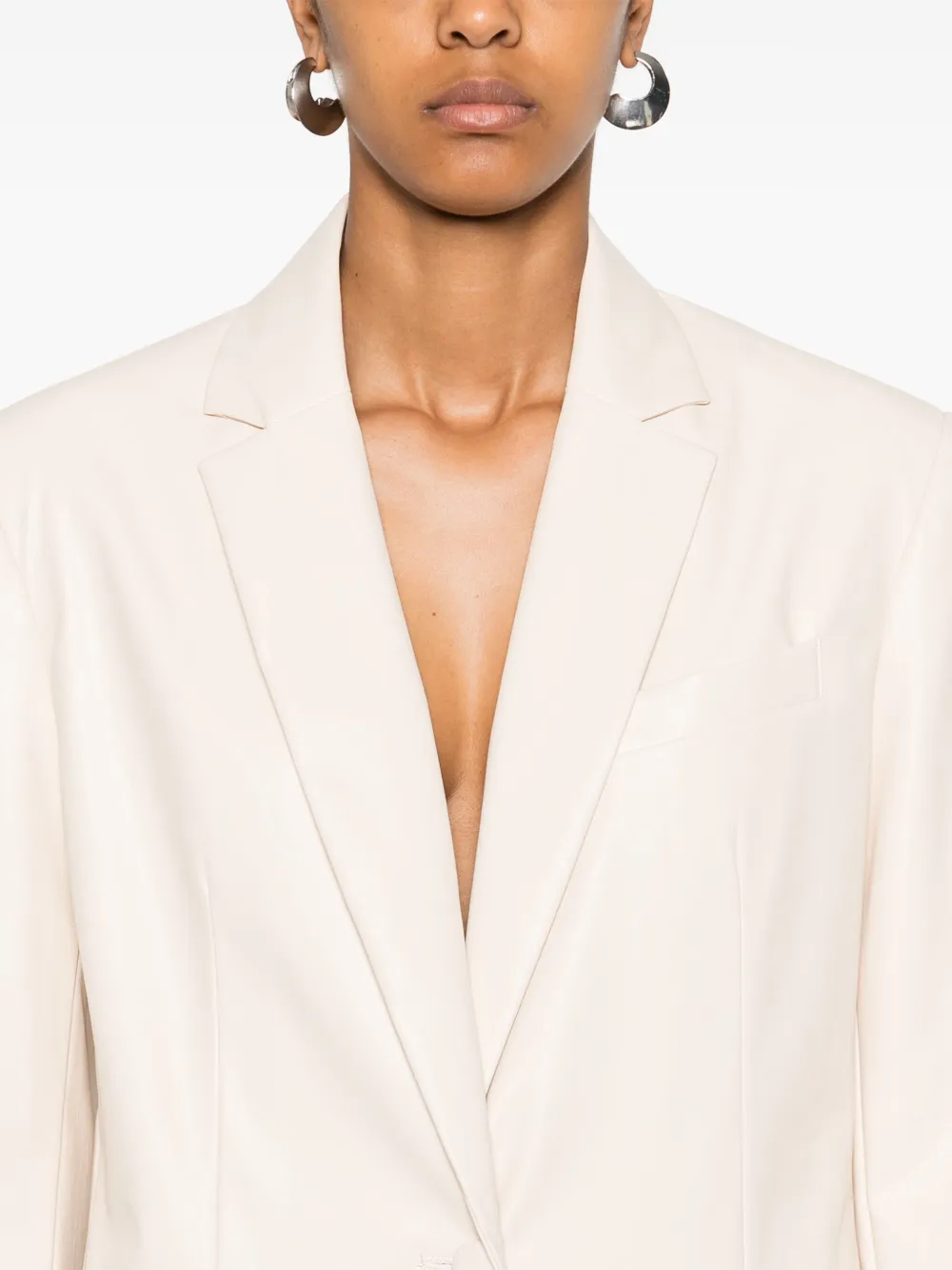 Liu •jo Faux-leather Blazer In Neutrals