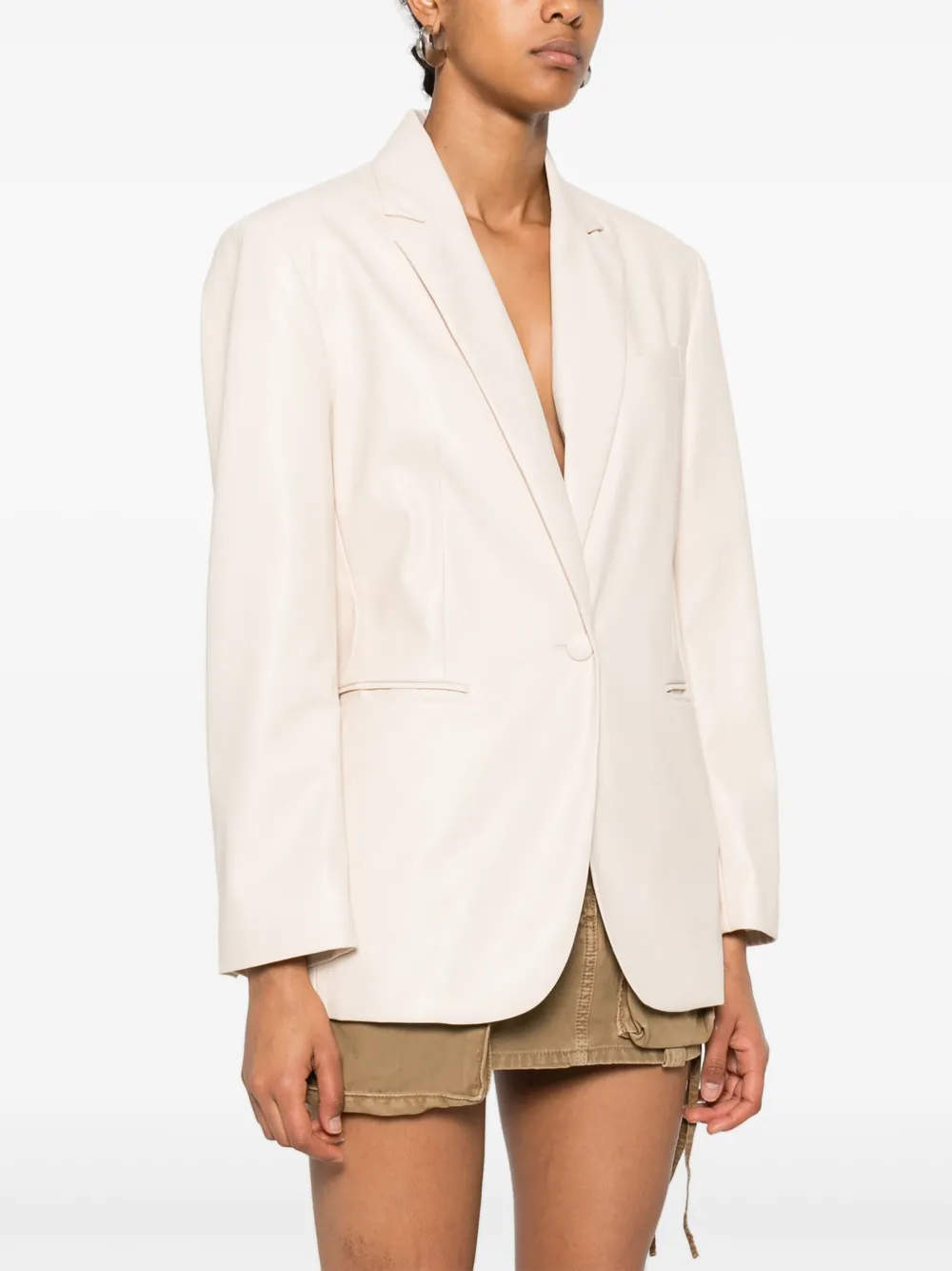 Liu •jo Faux-leather Blazer In Neutrals