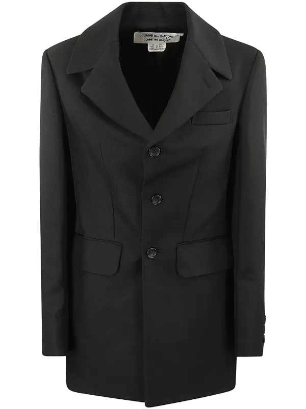 ジャケット Comme Des Garcons Nero Lana Chiusura Doppiopetto Con Bottoni Comme Des Garçons Comme Des Garçons Blazer Con Bottoni