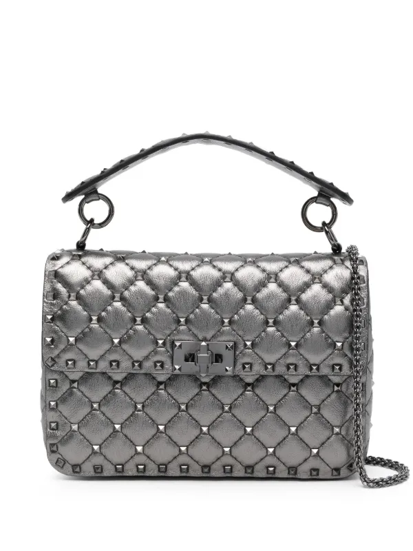 Valentino Garavani Rockstud embellished Tote Bag Grey FARFETCH CA