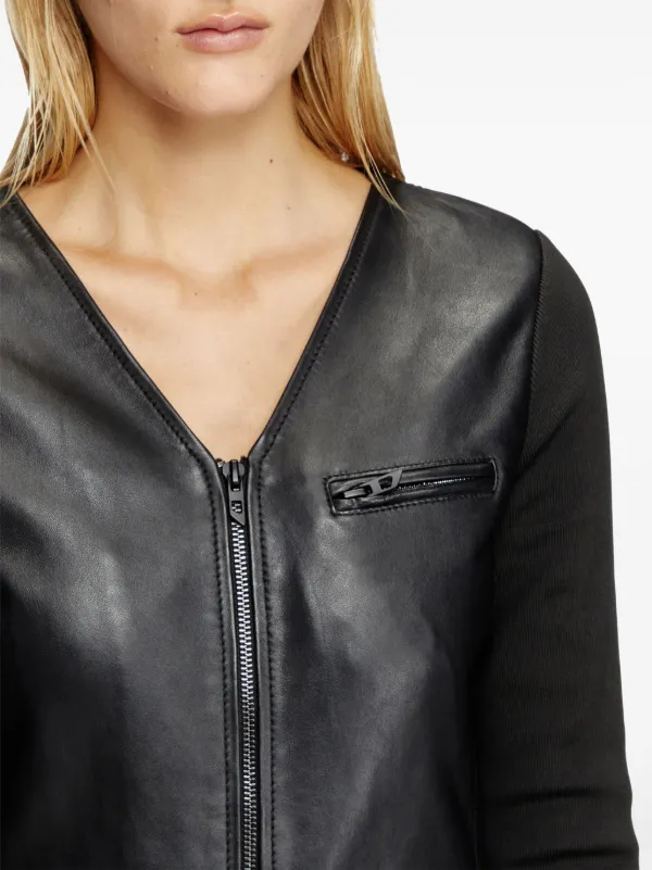 早い者勝ち!!! DIESEL / ディーゼル ◆ レザードレス｜l-ola L-OLA Dress in leather and stretch knit｜ブラック
