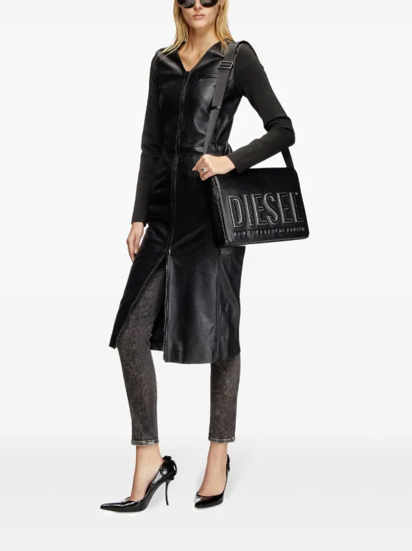 DIESEL>>ディーゼル L-Ola レザー ミディドレス Diesel L-Ola ドレス | ブラック | FARFETCH JP