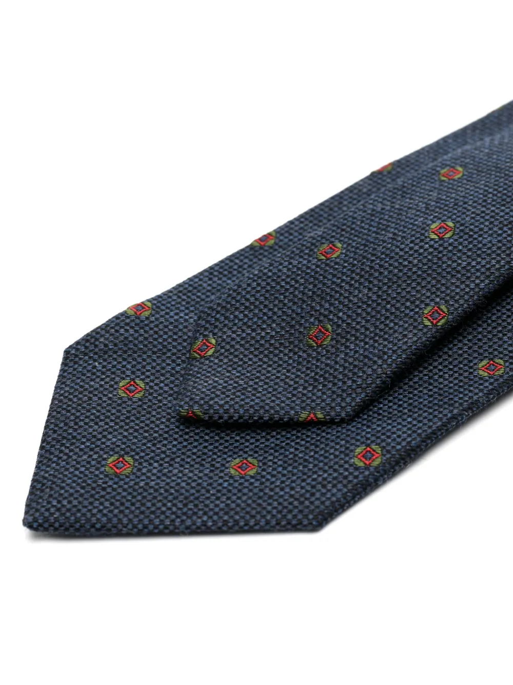 Barba floral-embroidery tie - Blauw