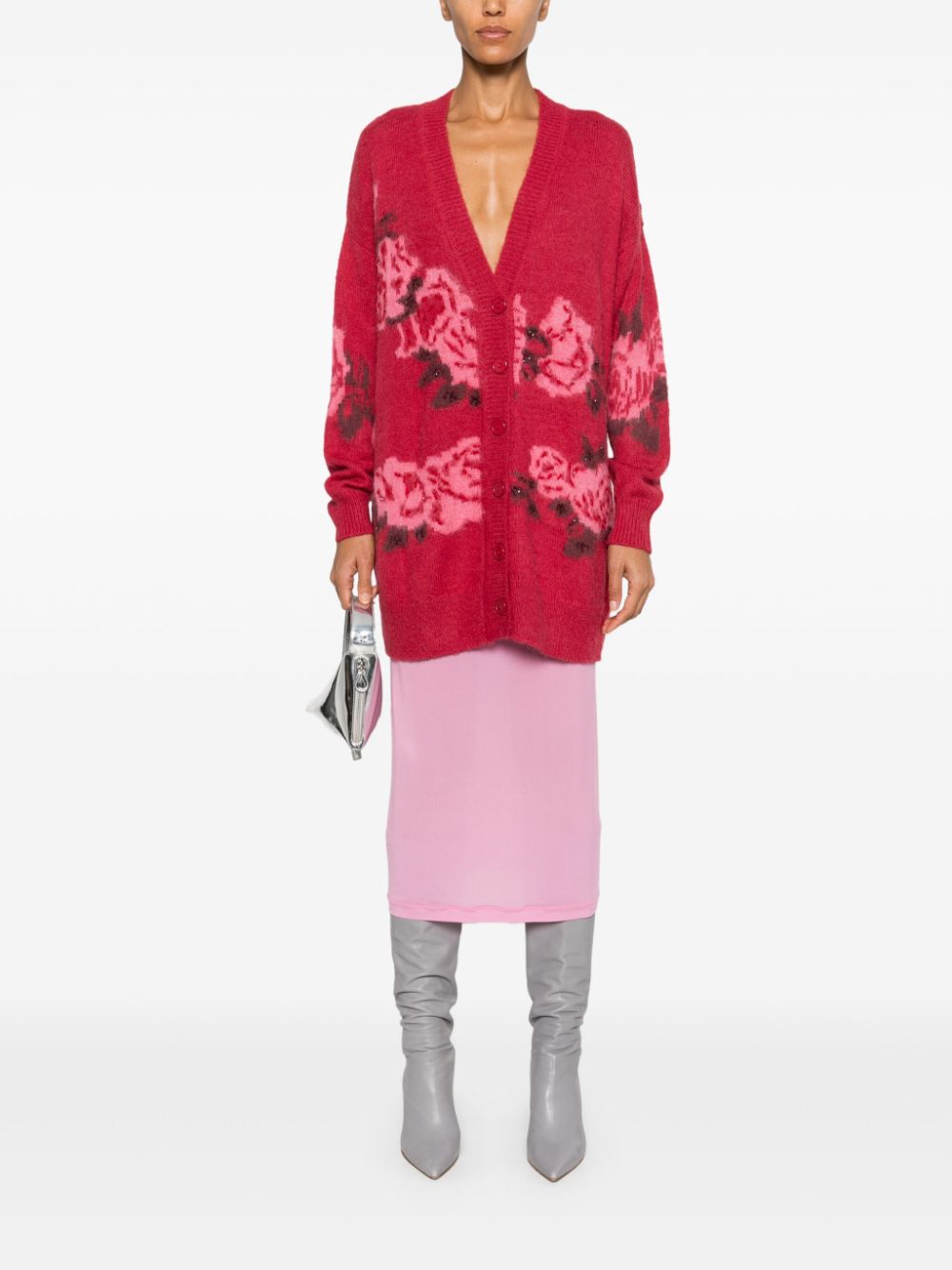 Blugirl jacquard long cardigan - Rood