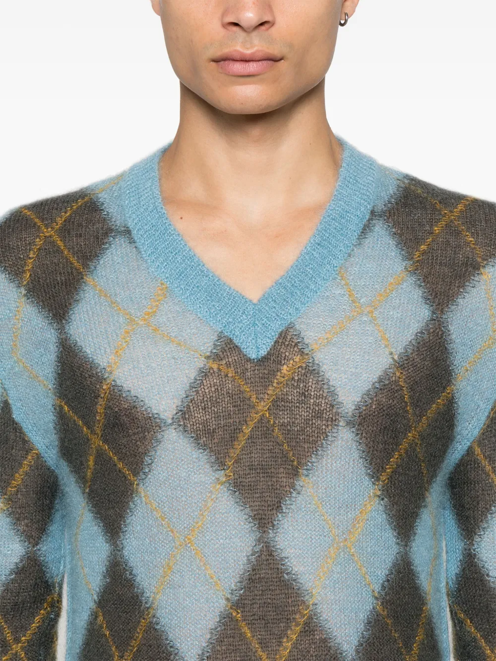 Shop Marni Argyle-intarsia Sweater In Blue