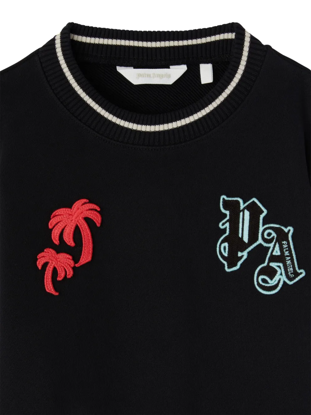 Palm Angels Kids Gebreide trui met palm logo-applicatie Zwart