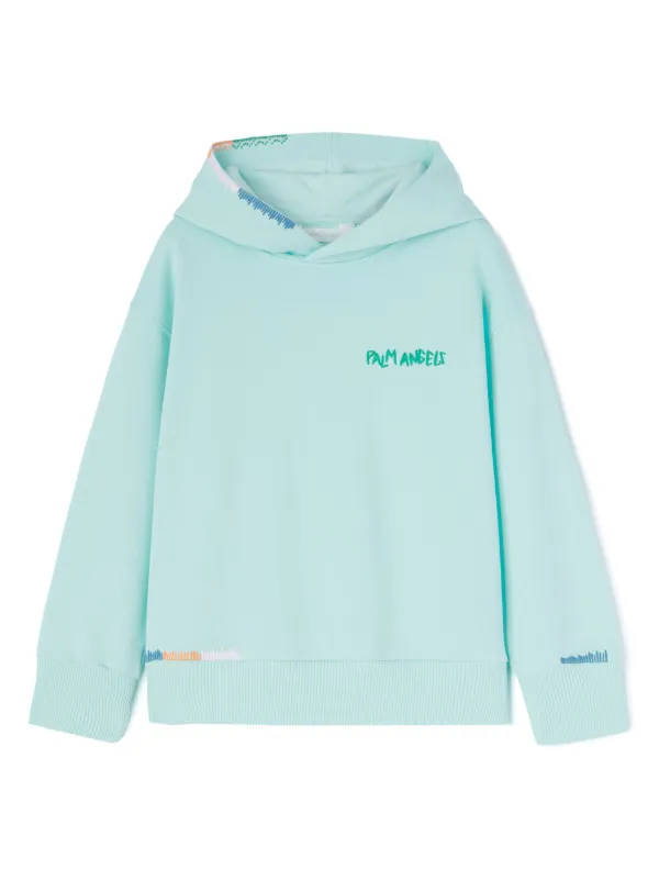 Palm Angels Kids logo-embroidered Hoodie Blue FARFETCH ID