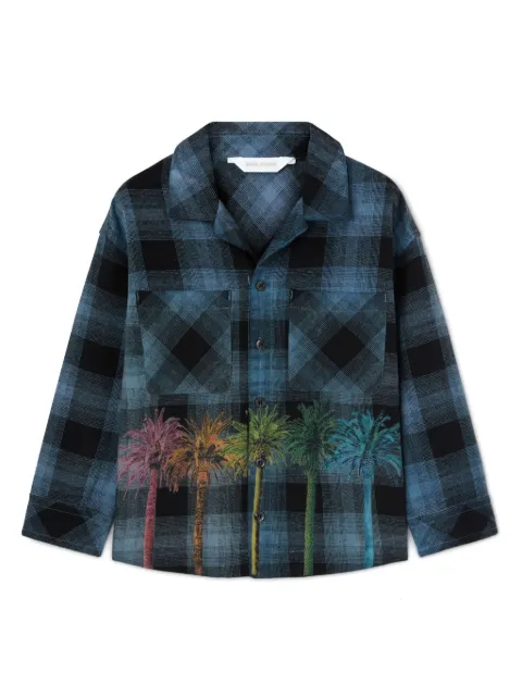 Palm Angels Kids logo-print check flannel shirt 