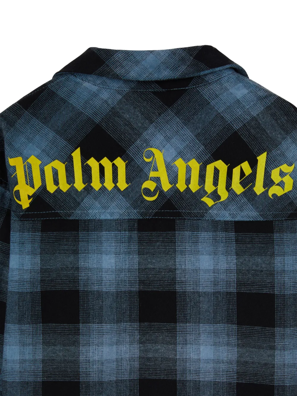 Palm Angels Kids Geruit flanellen shirt met logoprint Blauw