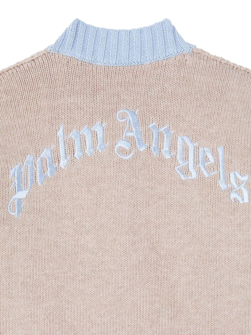  Palm Angels Kids Embroidered Logo Knit Cardigan - Brown 