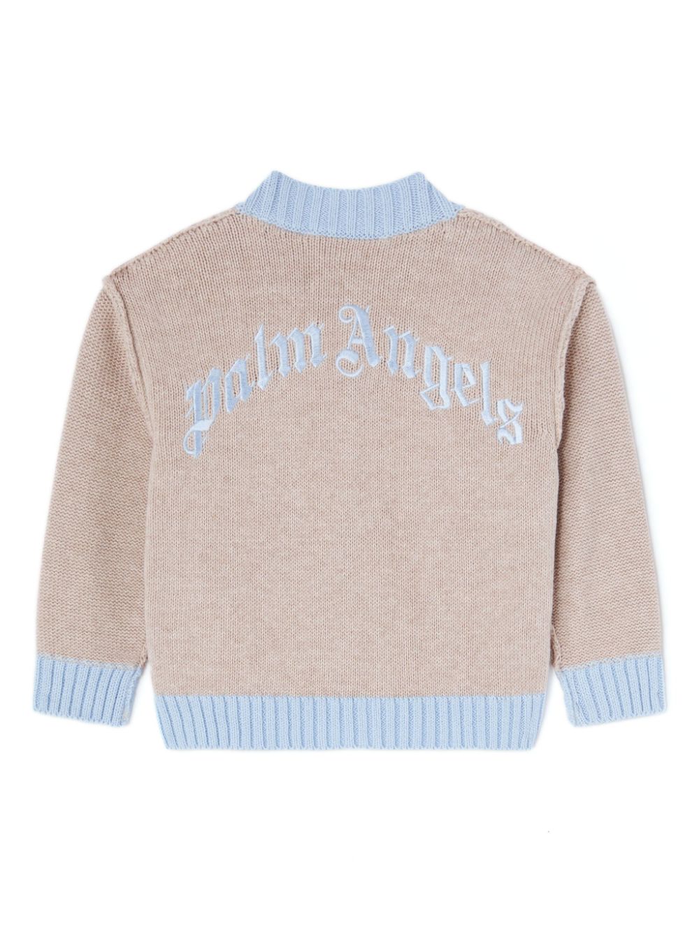 Palm Angels Kids embroidered logo knit cardigan - Brown