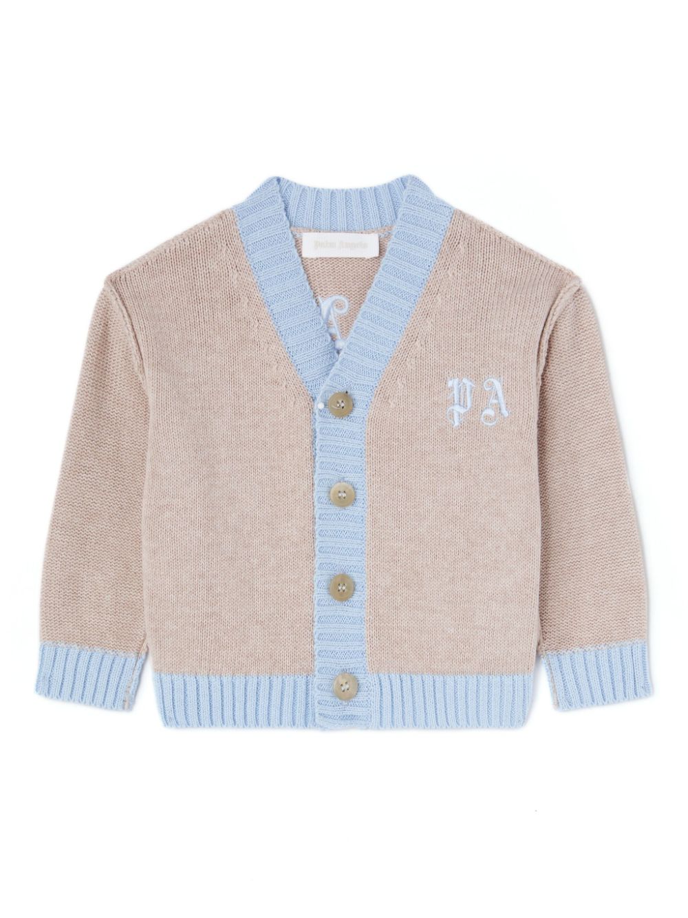 Palm Angels Kids embroidered logo knit cardigan - Brown