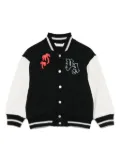 Palm Angels Kids logo-print varsity jacket - Black