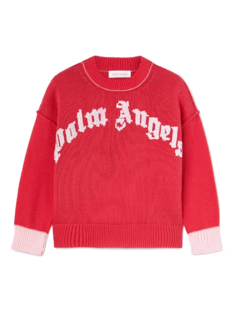 Palm Angels Kids logo-intarsia sweater