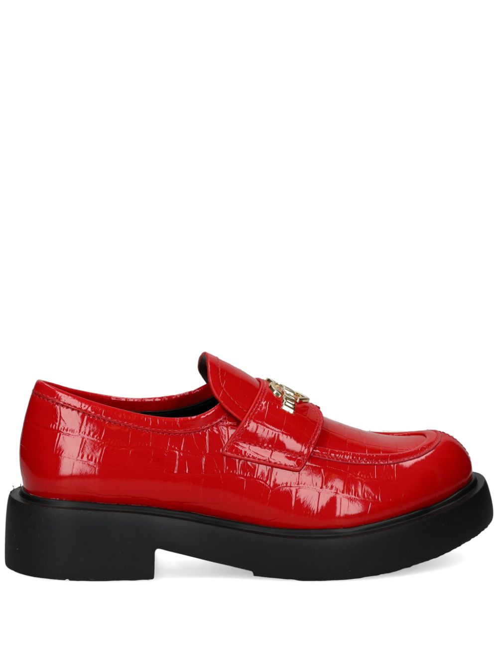 Love Moschino logo-engraved detailing loafers - Red